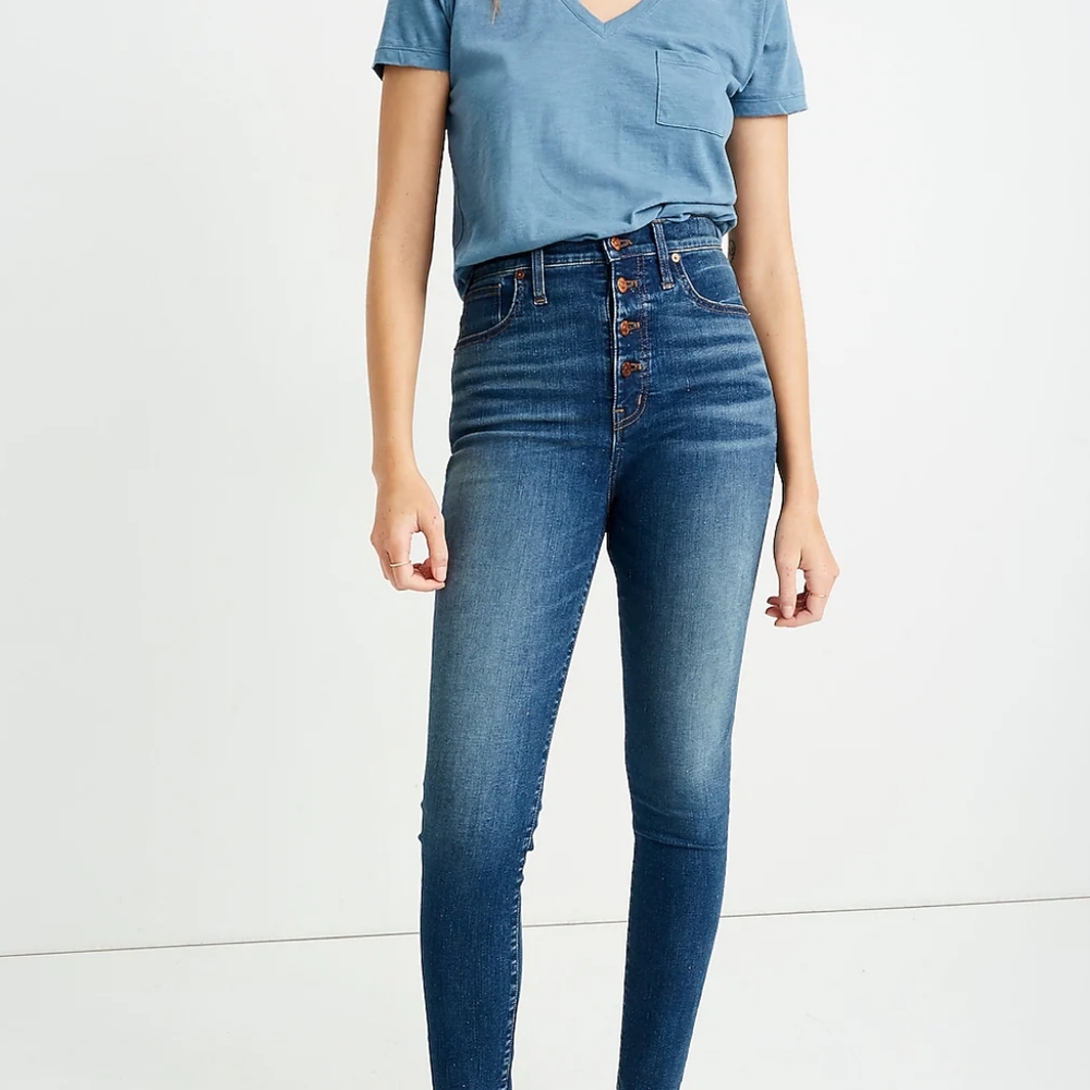 Madewell 10" High-Rise Skinny Jeans in Ames Wash: Button-Front Size 25 T